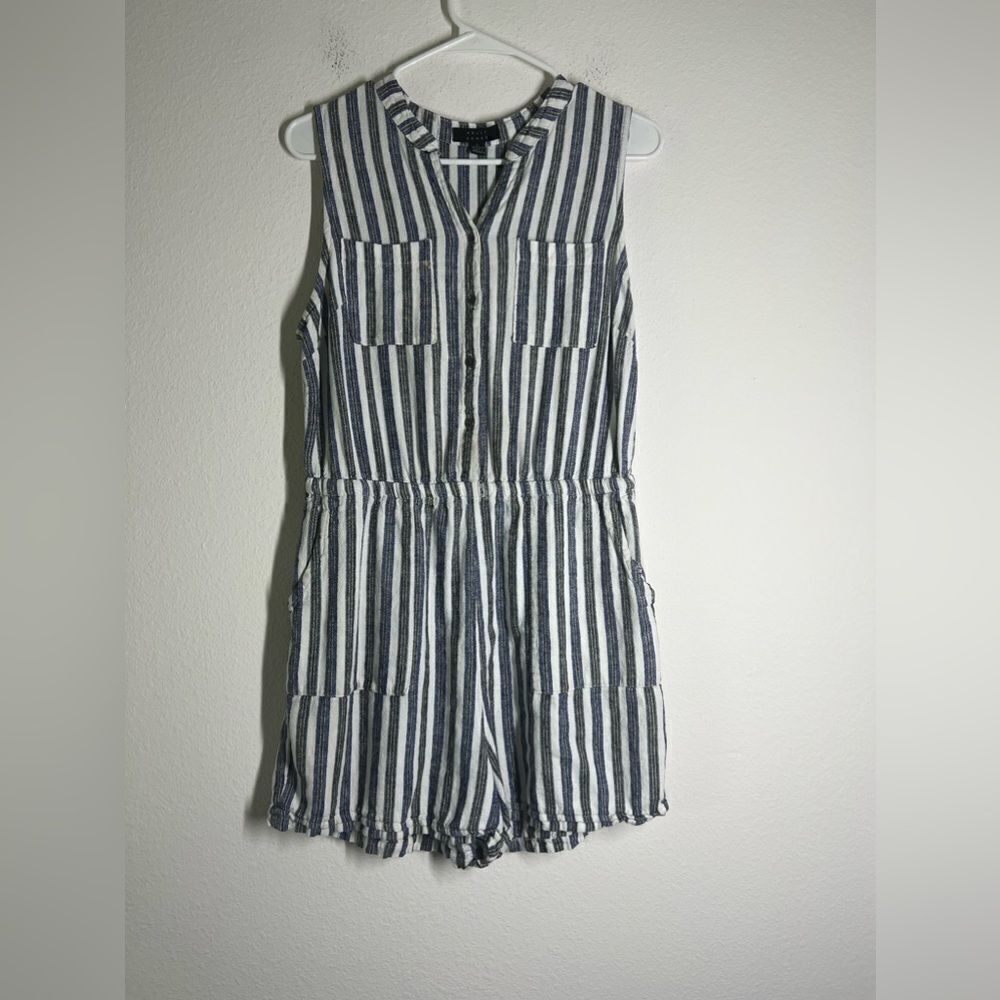 Kelly Renee Women Striped White Blue Romper Size L
